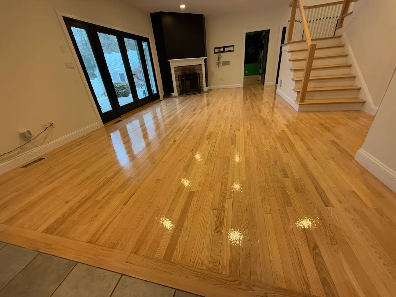 Natural oak with visible staircase