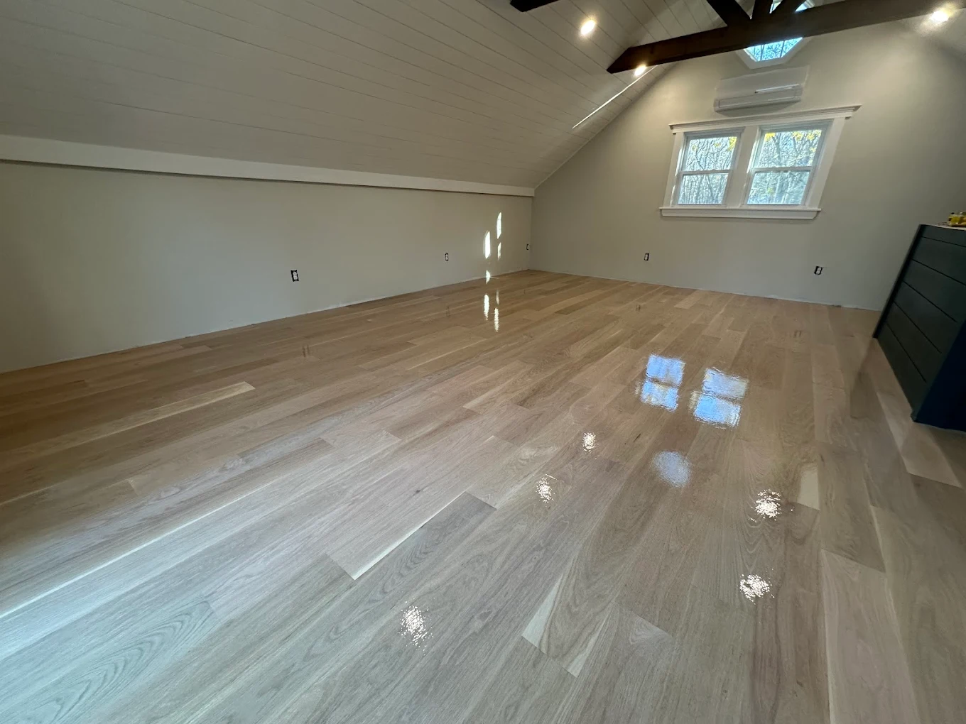 Whitewashed oak in upstairs room