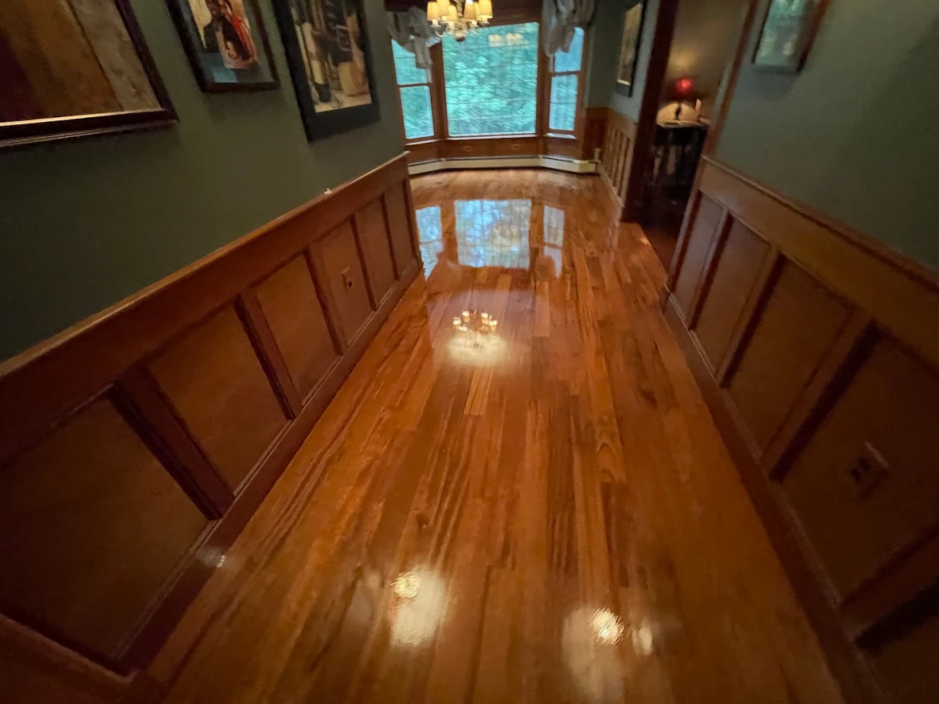 Walnut stain hardwood in formal hallway