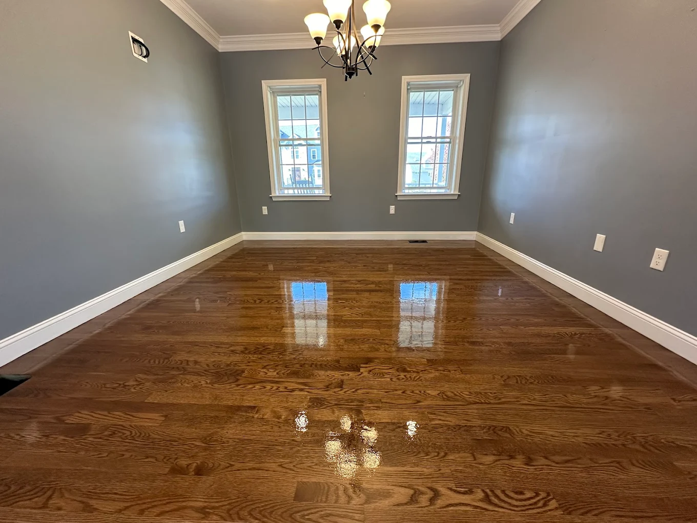 Dark walnut stain hardwood floor