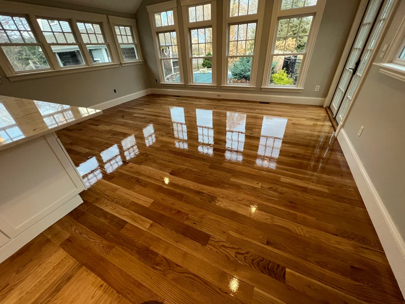 Natural light oak in sunlit room