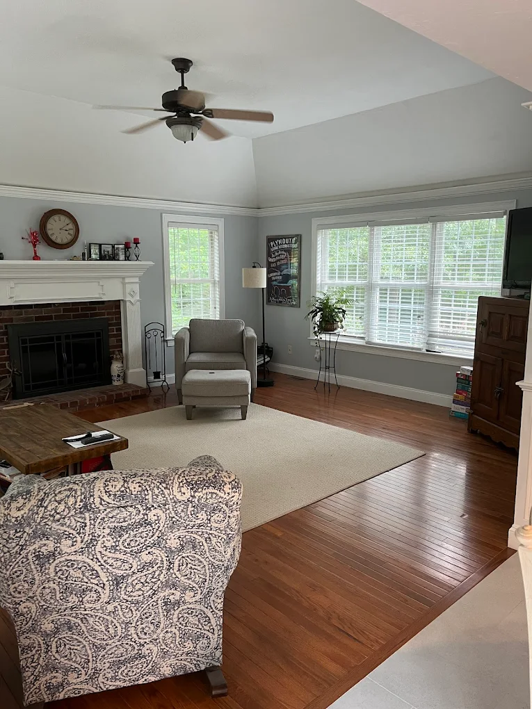 Dark walnut stain in living room
